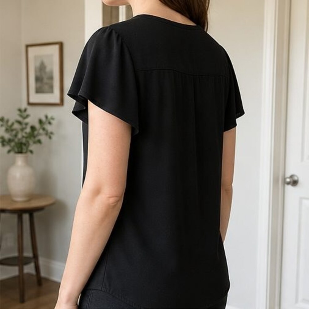 Black Ruffle Blouse - Picture 3 of 6